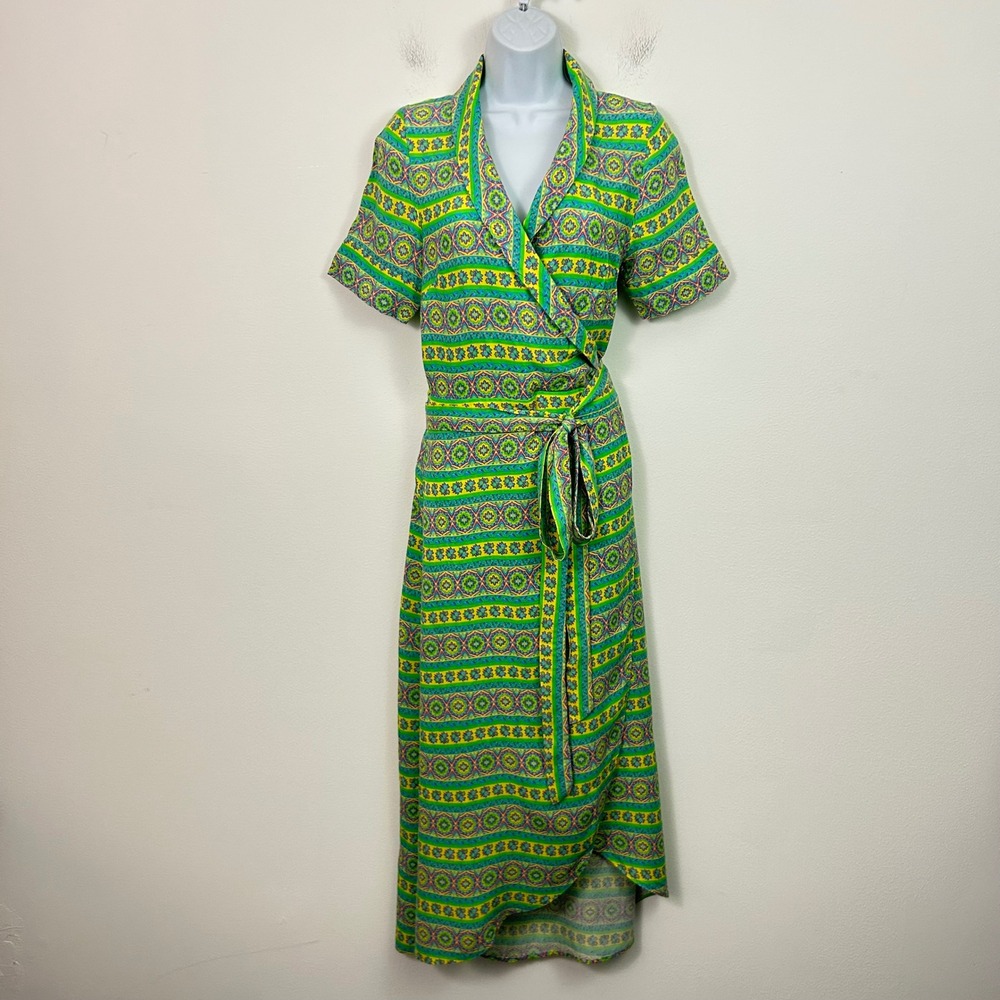 Never‎ Fully Dressed Green Rosetta Brooklyn Wrap Dress Womens Size Small
